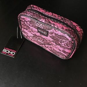 SOHO Beauty* Cosmetic Bag Black+Pink Floral 1c